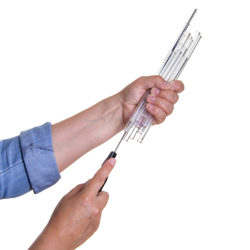 HALM Pajitas de vidrio reutilizables - 50 unidades rectas de 20 cm - para gastronomía, restaurante, bar, cafetería, hotel - aptas para lavavajillas - sorbetes de cristal para cócteles largos, batidos.