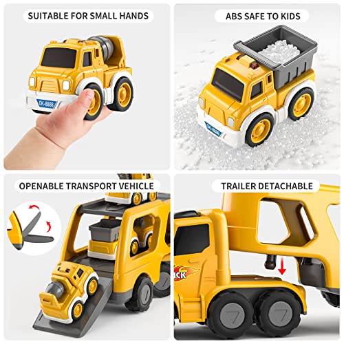 Temi Construction Trucks Toddler Boy Toys Cars For Toddlers 1-3 - 7-In-1 Kids Toys For 3 4 5 6 Years Old Boys Transport Vehicle Carrier Truck, Car Toys Set For Age 3-9, Christmas Birthday Gifts #TOP5