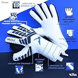 Precision Elite 3.0 Giga Goalkeeper Gloves, 4 mm Giga Latex Grip, Super Lite Negative Cut, All Weather Strapless or Strapped Fit, 7, White/Black/Blue - Image 2