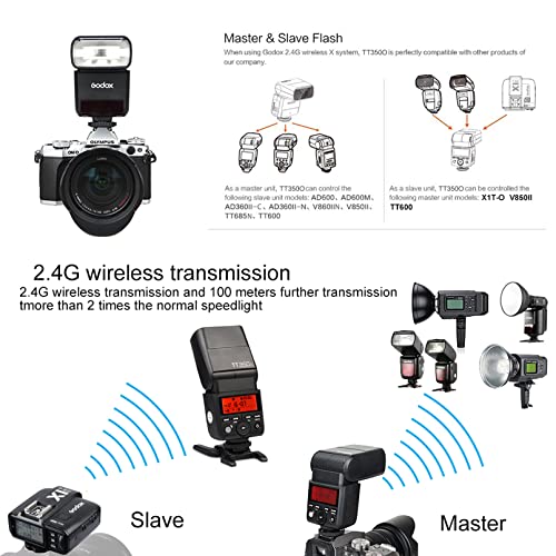 Godox Tt350O 2.4G Hss 1/8000S Ttl Gn36 Camera Flash Speedlite Compatible Olympus/Panasonic Mirrorless Digital Camera #TOP4