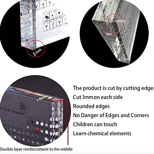 DARYTS Periodensystem aus Acryl mit Echten Elementen,Periodic Table of 83 Elementen,Periodensystem mit Elementen, SchüLer Lehrer Handwerk Dekor