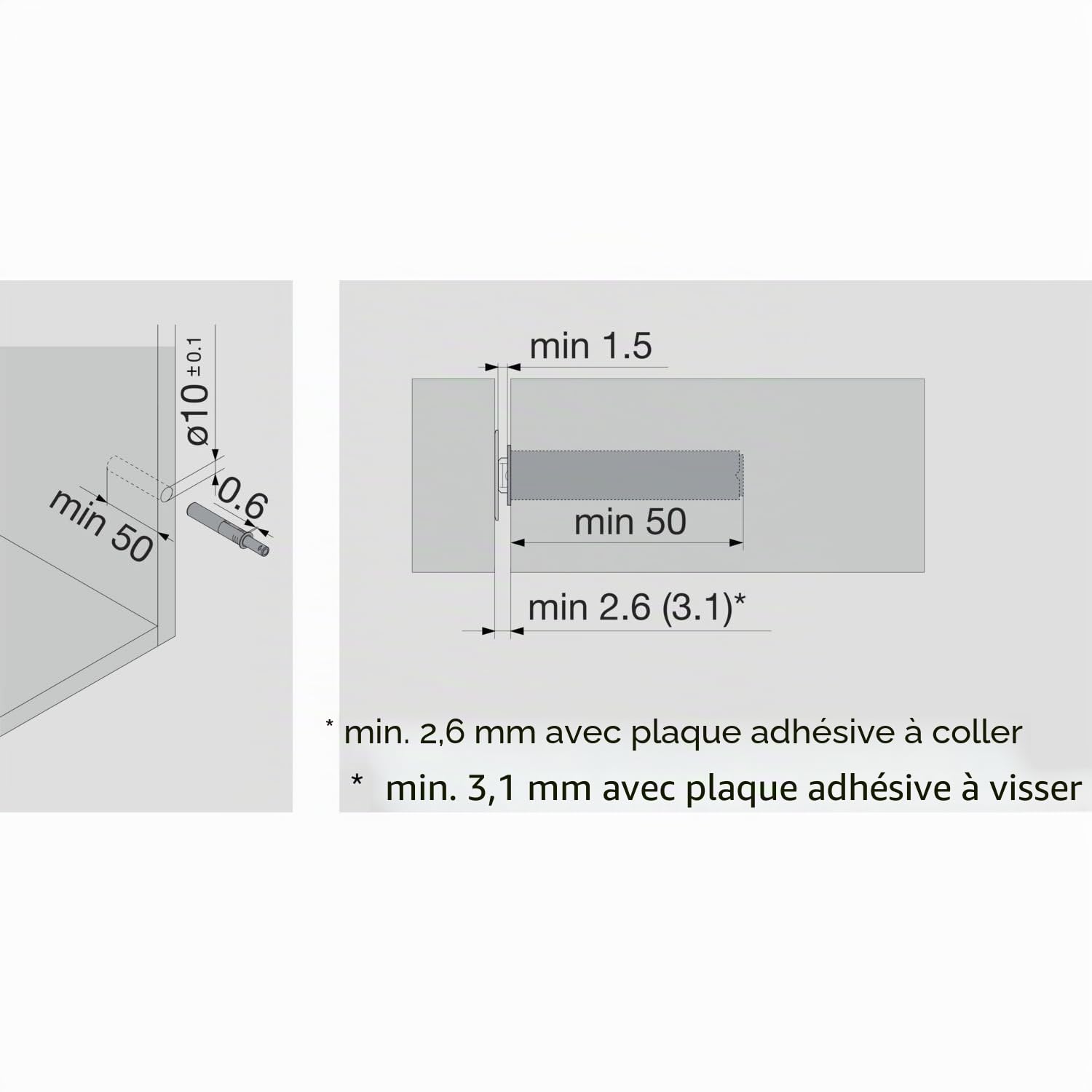 Blum Aventos Tip On 220-500 Serrure pliante avec plaque de montage Gris clair