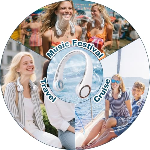CIVPOWER Neck Fan: Portable Personal Neck Cooling Rechargeable Bladeless Fan - Hands Free 3 Speed 4000 mAh Battery USB Operated Wearable Headphone Design - for Men Women Outdoor Indoor - Image 6