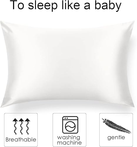 Miniatura 5 de Gealaek Paquete de 2 fundas de almohada de seda satinada para cabello y piel, con cierre de sobre, fundas de almohada de enfriamiento tamaño King 20