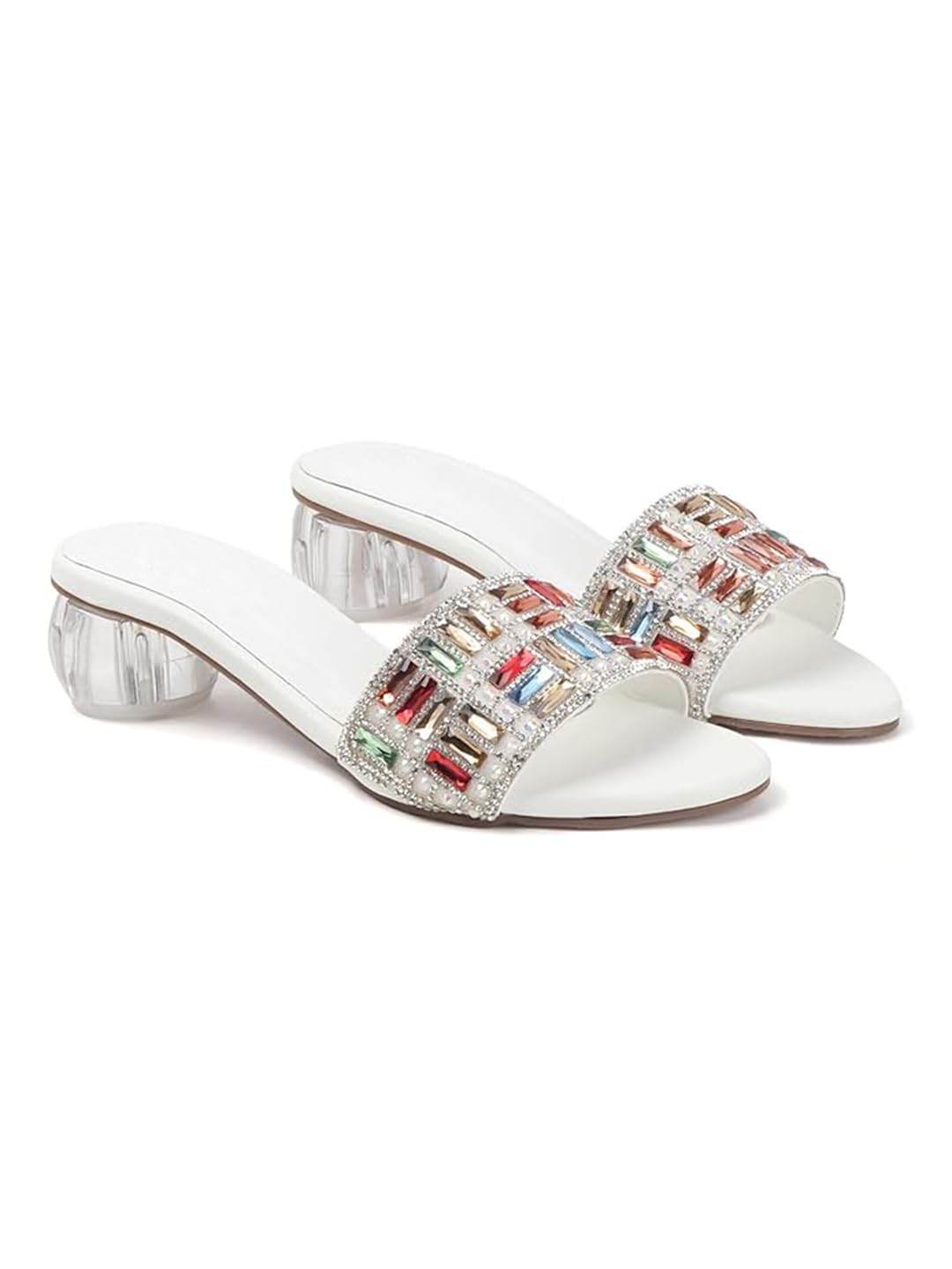 Gemstone Embellished Block Heels For Women & Girls || Comfortable Party & Casual Heels for Women-image-25