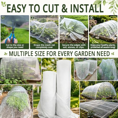 8Ft x 10FT Garden Netting, Fine Mesh Insect Netting for Plant Protection