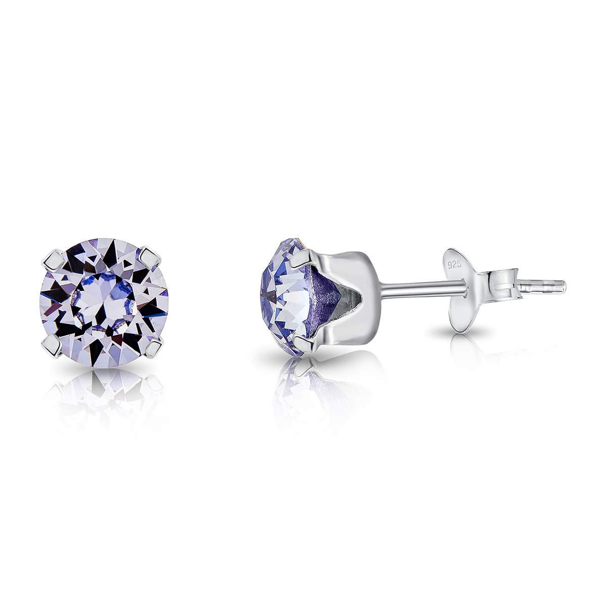 DTPsilver 925 Sterling Silver SMALL/MEDIUM Round Stud Earrings made with Crystals from Swarovski Elements - Diameter: 6 mm