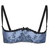 So Sexy Lingerie (TM Floral Jacquard Underwired 1/4 Cup Shelf Bra 34 Cups A-c Blue/Black