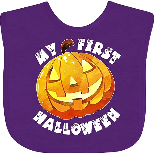 inktastic My 1st Halloween Cute Pumpkin Baby Bib Purple 3c874