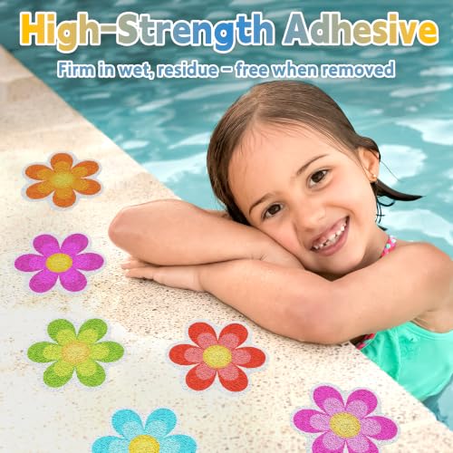 Image of Secopad 10PCS Flower Bathtub Non Slip Stickers with Scraper, Multicolor