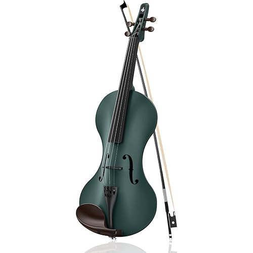 Donner Rising-V Carbon Fiber Violin,4/4 Violin Set Full Size Violin Fiddle for Adults, Green