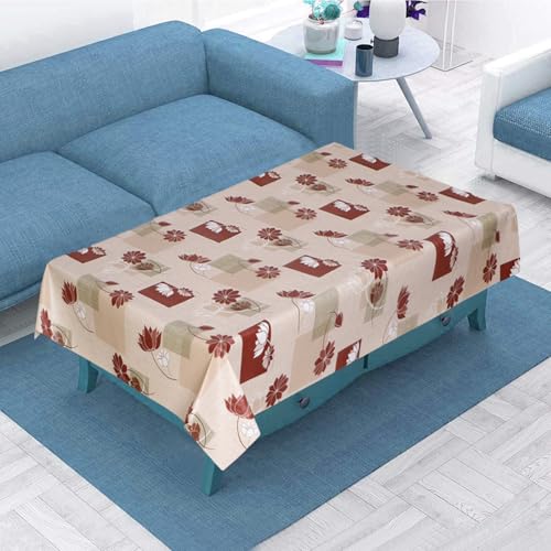 Image of Dakshya Industirs PVC Waterproof Table Cover 36x54 Inch Floral Printed Center Table Cover Washable Plastic Table Sheet Oilproof Dining Table Cover for Coffee Table Living Room Home (Royal Leaf)