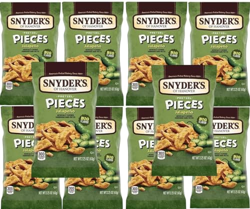 Snyder’s Jalapeño Pretzel Pieces, 2.25 oz, 10 Bags Pack Set