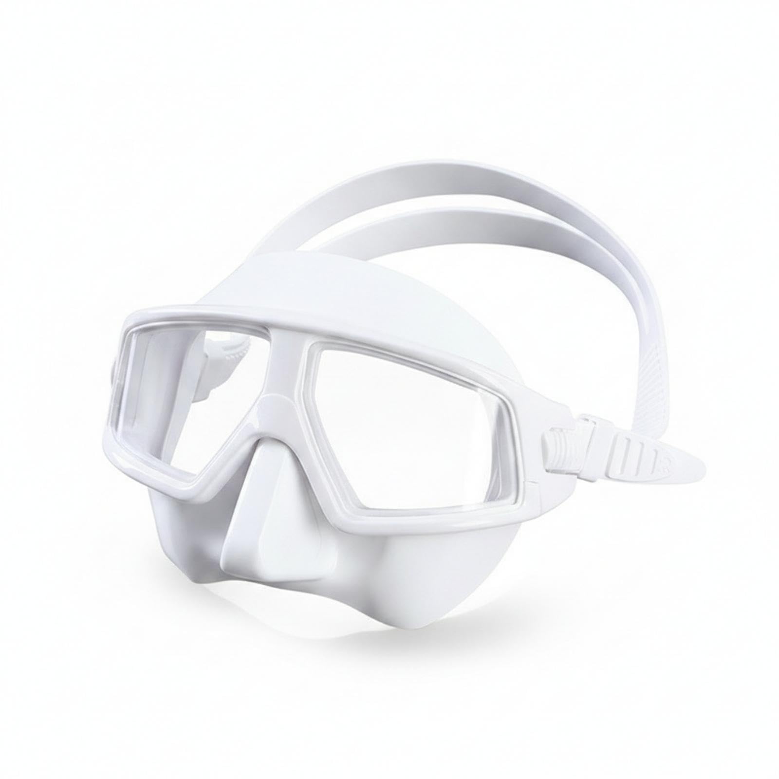 Snorkeling Facepiece with Silicone Skirt Wide-View Diving Facepiece with Strengthened Glass Adjustable Goggles for Snorkelers, Divers, Freediving White-picture-22