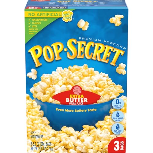 Image of Pop Secret Microwave Popcorn, Extra Butter Flavor, 3.2 Oz Sharing Bags, 3 Ct