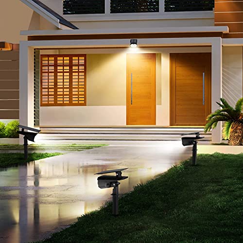 30 Leds Outdoor Solar Landscape Spotlights Remote Control Solar Spotlights Ip68 Waterproof Solar Outdoor Lights For Yard Garden Driveway Porch Walkway Pool Patio Cold & Warm White Adjustable 4 Pack #TOP6