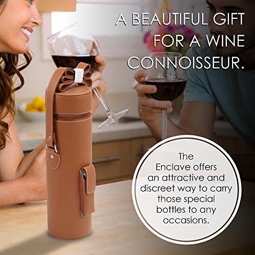 Luxury Wine Tote Travel Bag/Genuine Leather Bottle Wine Bag Carrier/Easy To Carry Shoulder Strap/Corkscrew Included/Great Gift (Brown) #TOP5