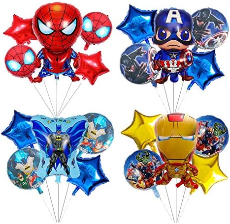 BCD-PRO 4 Sets of Superheros Foil Balloons for Boy Girl Kids Birthday Party Supplies Decoration (20PCS)