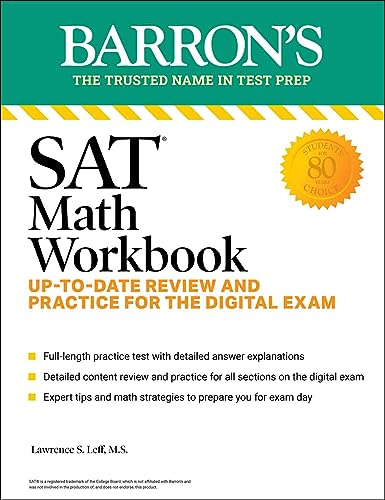 SAT Math Workbook: Up-to-Date Practice for the Digital Exam (Barron's SAT Prep)