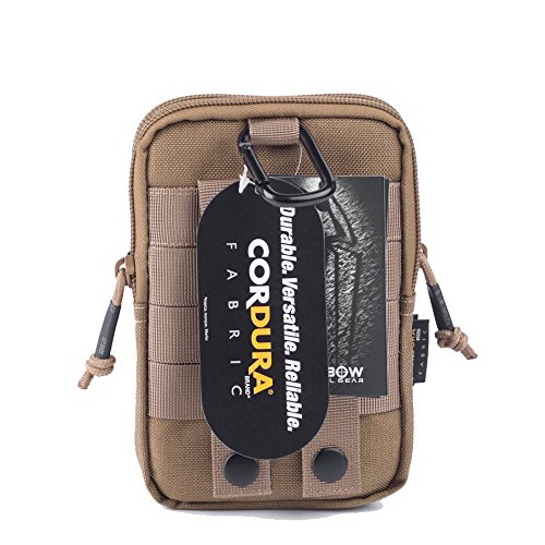 REEBOW GEAR Tactical Molle EDC Utility Pouch Gadget Belt Waist Bag with Cell Phone Holster Holder Tan