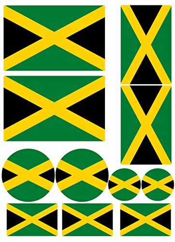 Daged Juego de 11 banderas de Jamaica, pegatinas autoadhesivas – Coche, moto, ciclista, oficina – FS
