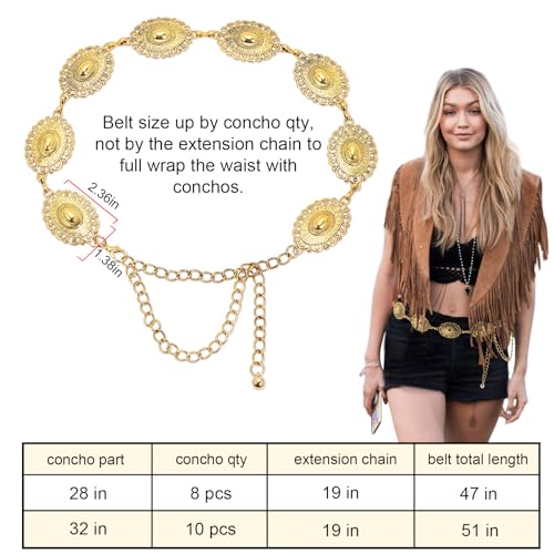 Ammiko Western Concho Belt for Women Chain Belt Fashion Cowgirl Waist Belts for Dresses Jeans Country Concert Outfit2