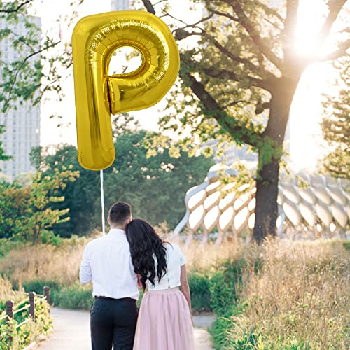 Image of TONIFUL 40 Inch Large Gold Letter P Balloons Helium Balloons,Foil Mylar Big Balloons for 2026 New Year Eve Graduation Wedding Baby Shower Birthday Party Anniversary Supplies Decorations