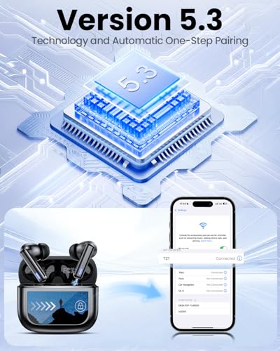 Image of ZIUTY Wireless Earbuds Bluetooth Headphones, Ear Buds with Touch Screen, ANC ENC Noise Cancelling Transparency Mode, 40H Stereo Deep Bass, IPX7 Waterproof, Clear Calls, 5 EQ for iOS Android, Obsidian