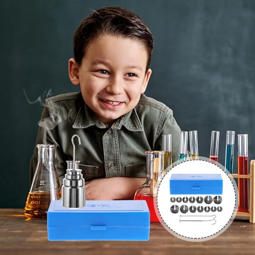 Pesas ranuradas de laboratorio de física para determinación de peso con estuche 7