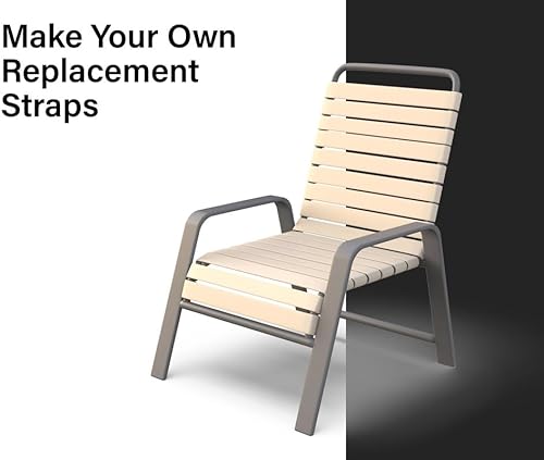 Miniatura 6 de Correas de vinilo de 2 pulgadas x 20 pies para reparación de sillas de patio, muebles de césped al aire libre, con acabado mate (gris) + 20 remaches