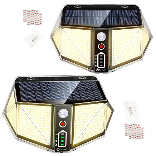 Tonnali 暖色系 410LED ソーラーライト センサーライト 屋外 防水 フル充電センサーモード状態4日間使用可能 8面発光 防犯ライト 壁掛け/庭/柵/玄関/ガーデンライト/駐車場/地震/停電時適用 日本語説明書付き