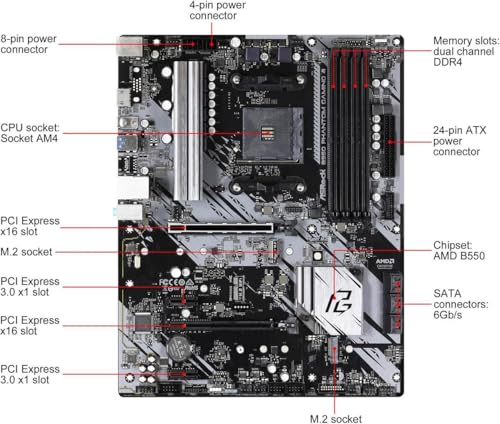 Image of ASRock B550 Phantom Gaming 4 Supports AMD AM4 Socket Ryzen 3000, 3000 G-Series, 4000 G-Series, 5000 and 5000 G-Series Desktop Processors Motherboard