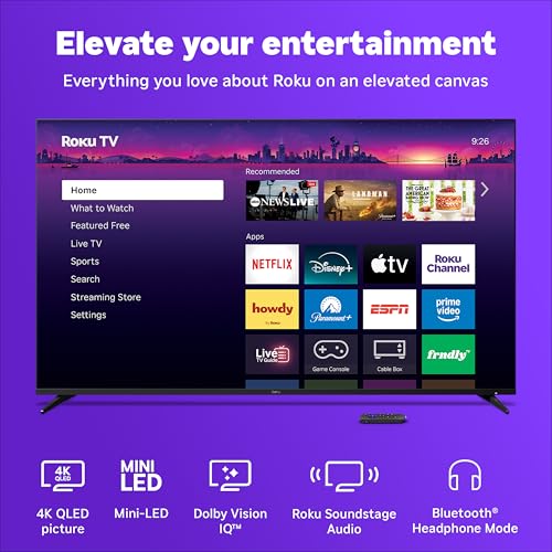 Image of Roku Smart TV - 75-Inch Pro Series, Mini-LED TV - RokuTV with Backlit Voice Remote Pro - Flat Screen 4K QLED Television Wall Mount Kit for 75-Inch Pro Series TV - Ultra-Slim