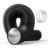 HealSmart 4" 16 Ft Aluminum Ducting Flexible, Heavy-Duty Four-Layer Protection with 2 Duct Clamps, Dryer Vent Hose for Heating Cooling Ventilation and Exhaust Fan