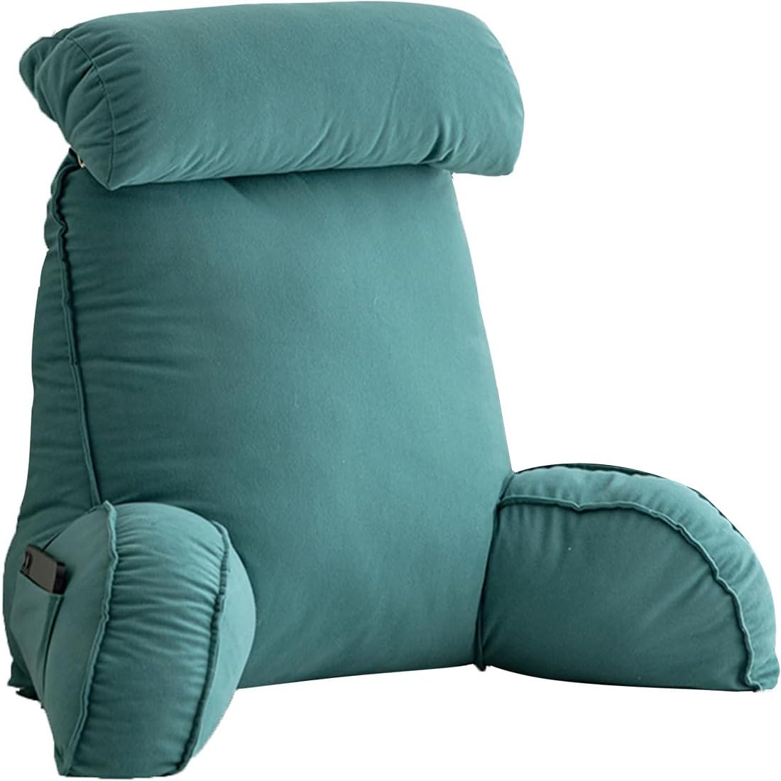 Reading Pillow For Bed Sofa Adult Extra Large,Reading Cushion With Arms Neck Support Detachable Backrest Pillow Washable,for Reading Relaxing Watching TV Games ( Color : Green , Size : 75x40x58cm )