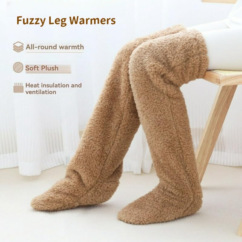 Soxxy Long Fuzzy Socks for women,Knee High Fuzzy Socks,Plush Slipper Stockings Winter,Home Sleeping Socks2