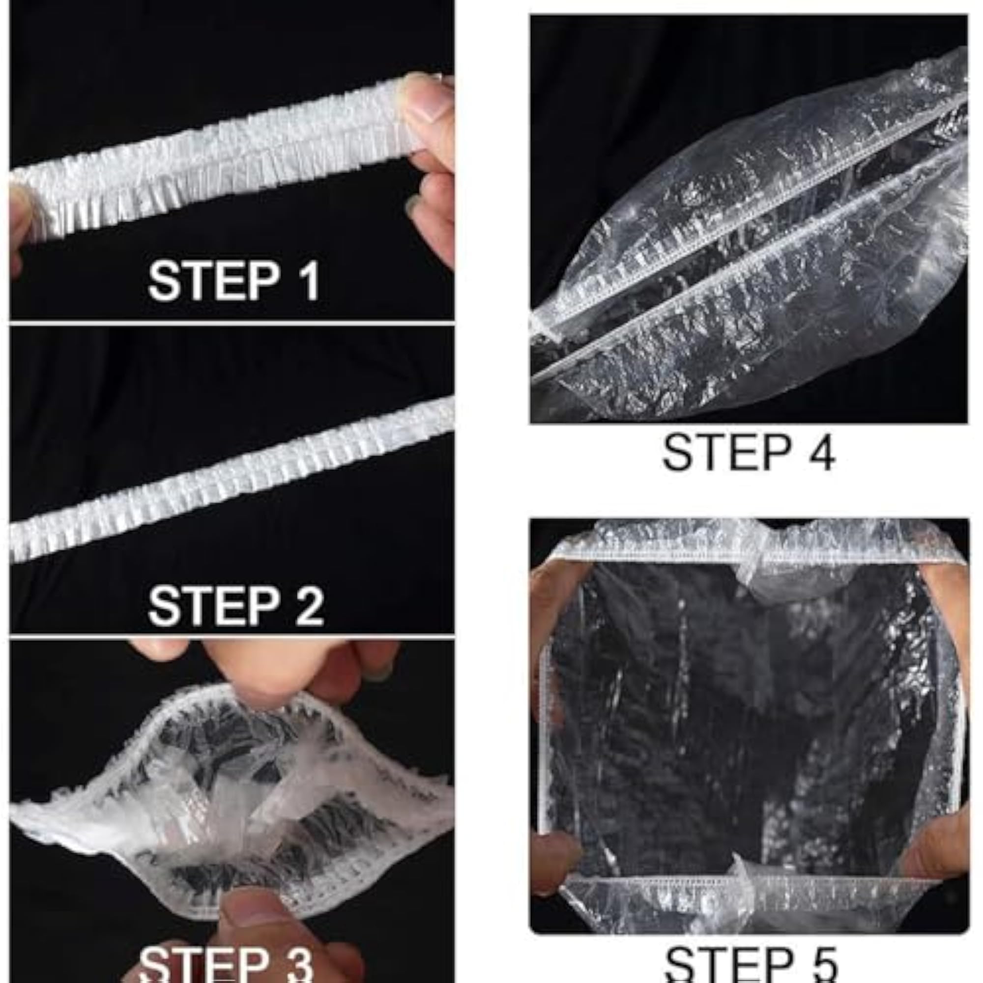 Shower Cap Pack of 50, Reusable Waterproof