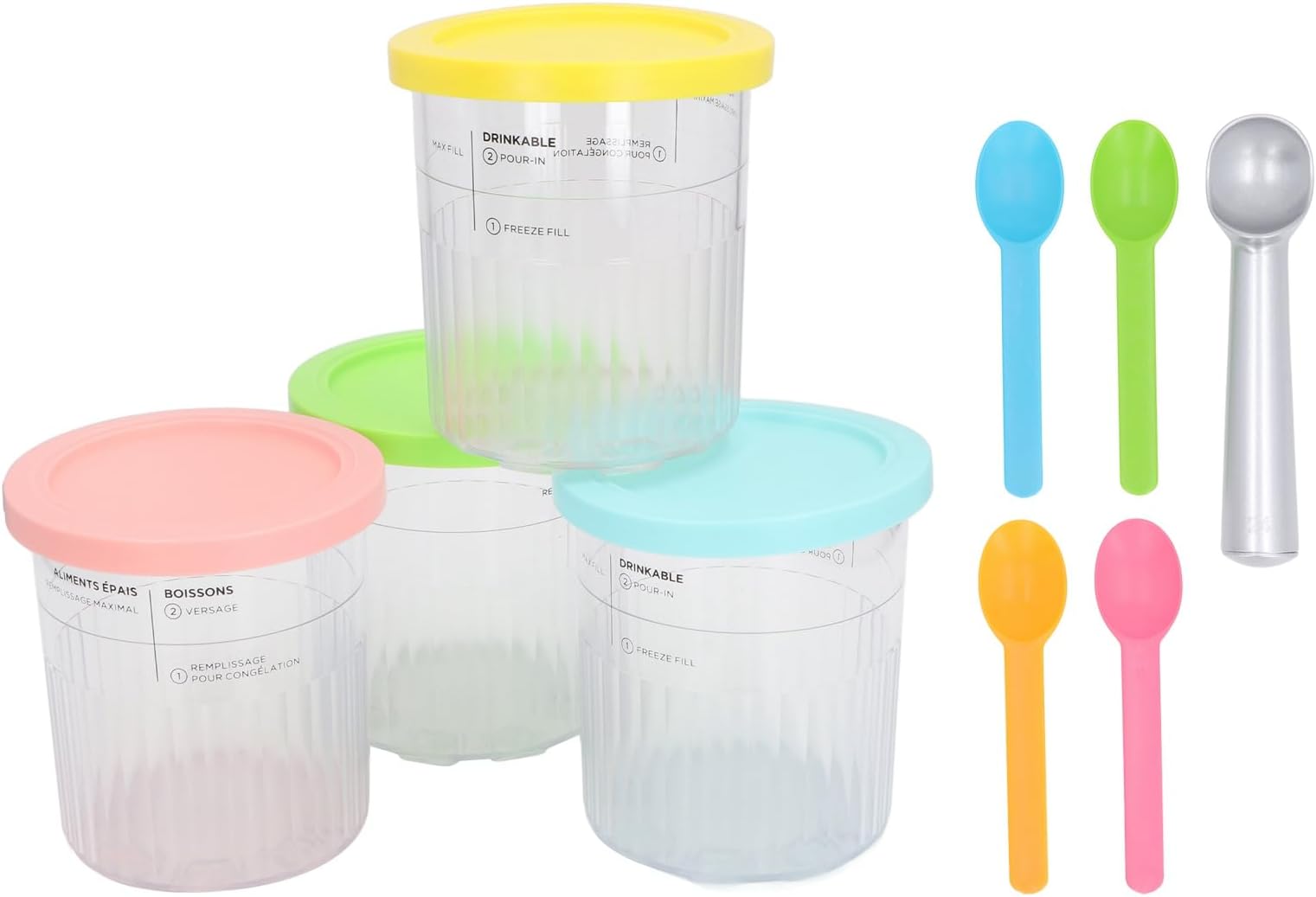 4 Ice Cream Containers for Homemade Ice Cream Jars, Precise Sealing, Easy to Clean, Reusable Ice Cream Containers with Lids, Ice Cream Storage Containers