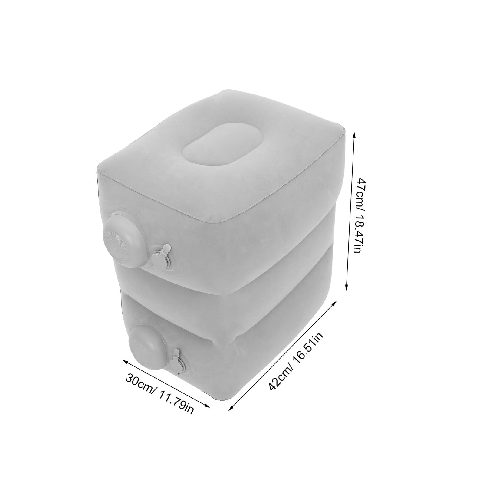 Baluue Reposapiés Inflable Portátil para Avión y Oficina Cojín Ajustable de PVC Flocado Gris Claro Triple Capa Bolsa de Almacenamiento Soporte Ergonómico para Viajes y Descanso