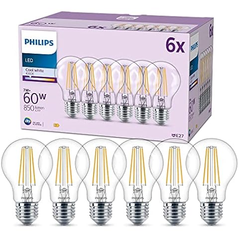 Philips - Pack 6 Bombillas LED 7W (Eq. 60W) 850lm E27 Luz Blanca Fría Cover