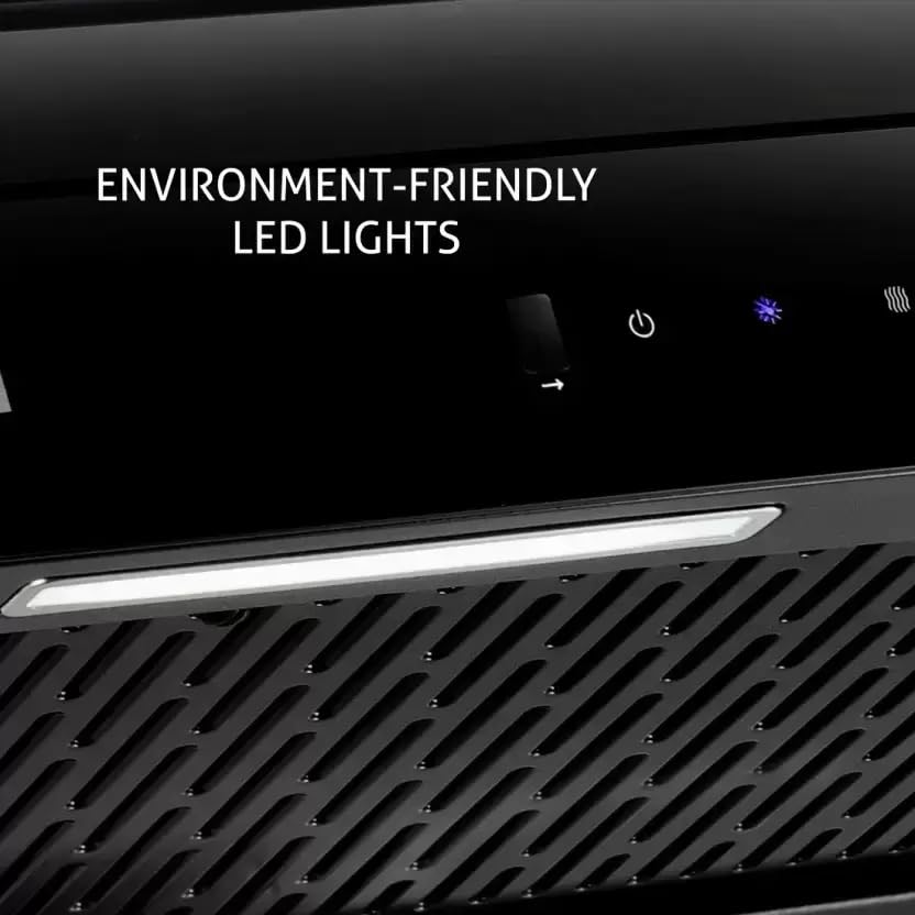 Image of Glen Chimney Curved Glass Filterless 90cm Motion Sensor Control With Digital Display | Auto Clean Wall Mounted Chimney (Black 1500 CMH)