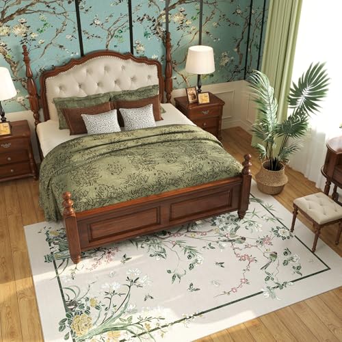 Tapete decorativo rectangular 5x7 beige lavable miniatura 4