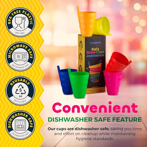 JoyServe Kinderbecher mit Strohhalm 6er Set 300 ml BPA-frei Trinkbecher – Ansicht 5