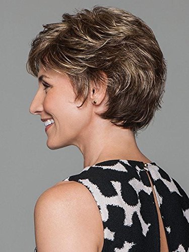 Perk Avg Cap Wig Color G14+ Almond Mist - Gabor Wigs Short Textured Layers Spiky Personal Fit Capless Wide Stretch Thinner Lace