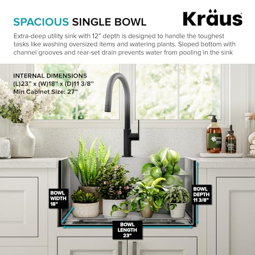 KRAUS Standart PRO 25-inch Drop-In Top Mount 16 Gauge Stainless Steel Single Bowl Laundry Utility Sink, KHT301-25L - image 7