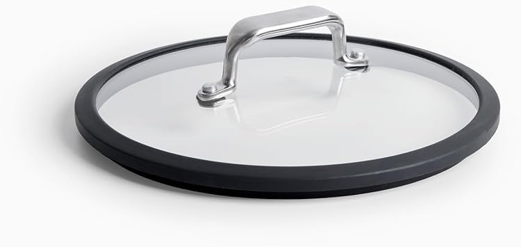 Misen Tempered Glass Lid with Anti-Scratch Silicone Rim, Oven Safe Replacement Cookware Skillet Lid for Misen Carbon Nonstick, Carbon Steel, and Frying Pans, Dishwasher Safe - 8 Inch