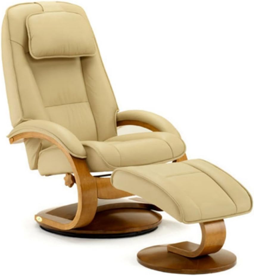 Oslo Collection Bergen Recliner and Ottoman, Cobblestone Foam (Tan)