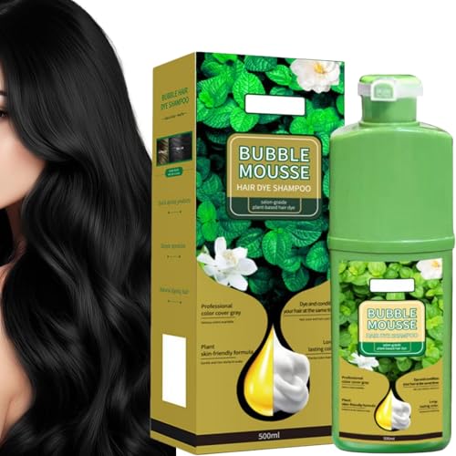 Mousse Colorante Cheveux,Coloration Mousse,Hair Dye Shampoo,Shampoing Moussé Bulle,Moussé Naturelle Pour Cheveux Végétaux,Teinture Chéveux Homme,Pour Couverture Des Chevéux Gris (Nature Noir)