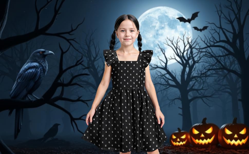 Girls'Short Lovely Dress Black Inspired Pattern for Birthday Party3