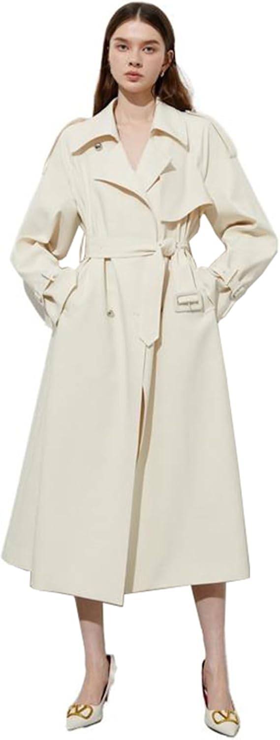CHONG FENG XIA Women'S Coat Long Autumn Button Long-Sleeve Loose Casual Trench Coat For Women Overcoat